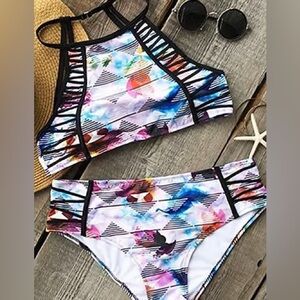 Cupshe Multicolor Abstract Bikini Set Size L